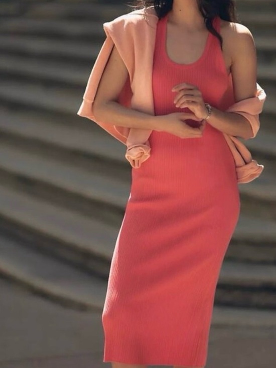 Sweaty Betty Dresses & Skirts - Sweaty Betty Coral Ribbed Tank Midi Dress